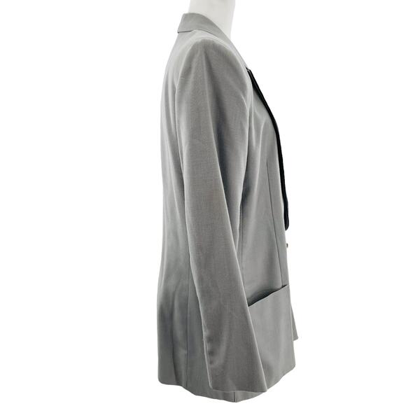 Oleg Cassini Gray Tuxedo Double Breasted Notched Black Trim Blazer Women Sz 12 - Picture 4 of 14